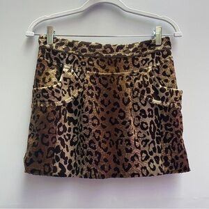 Leopard Print Faux Fur Mini Skirt - 28-29" Waist, Medium